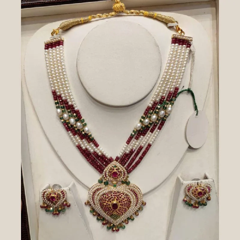 Everlasting Jadau Gold Plated Pearl Jadau Necklace Set