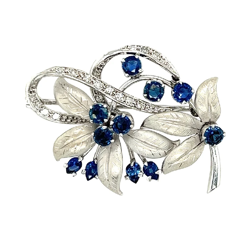 Sapphire & Diamond Spray Brooch