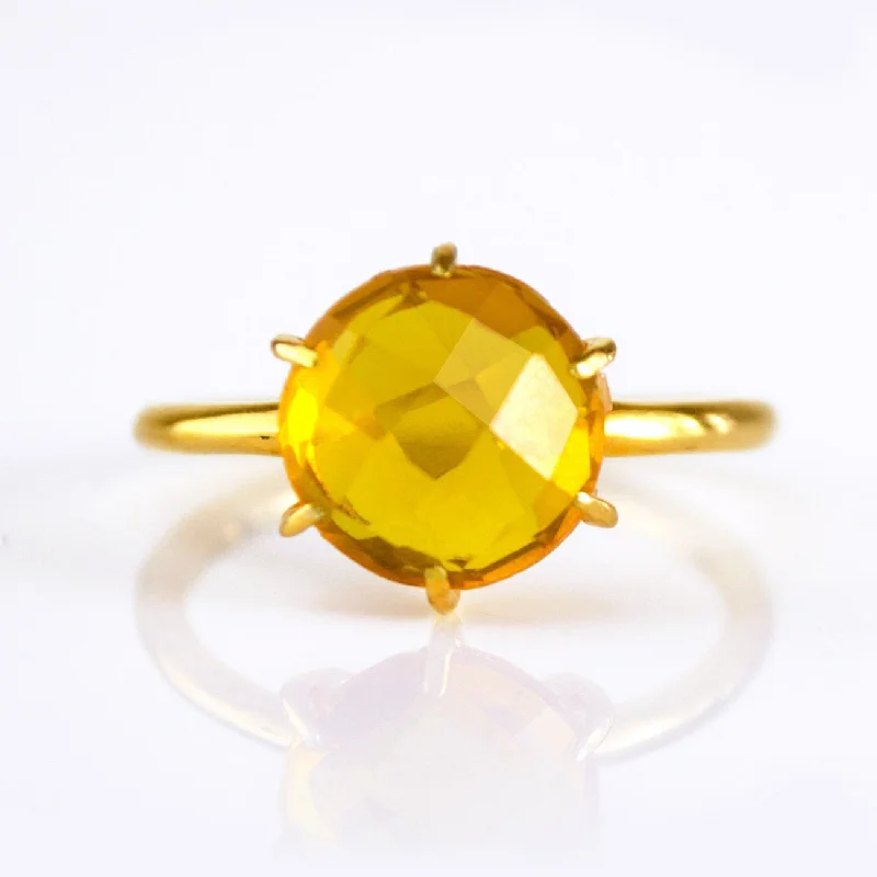 Citrine Round Prong Set Ring : November Birthstone