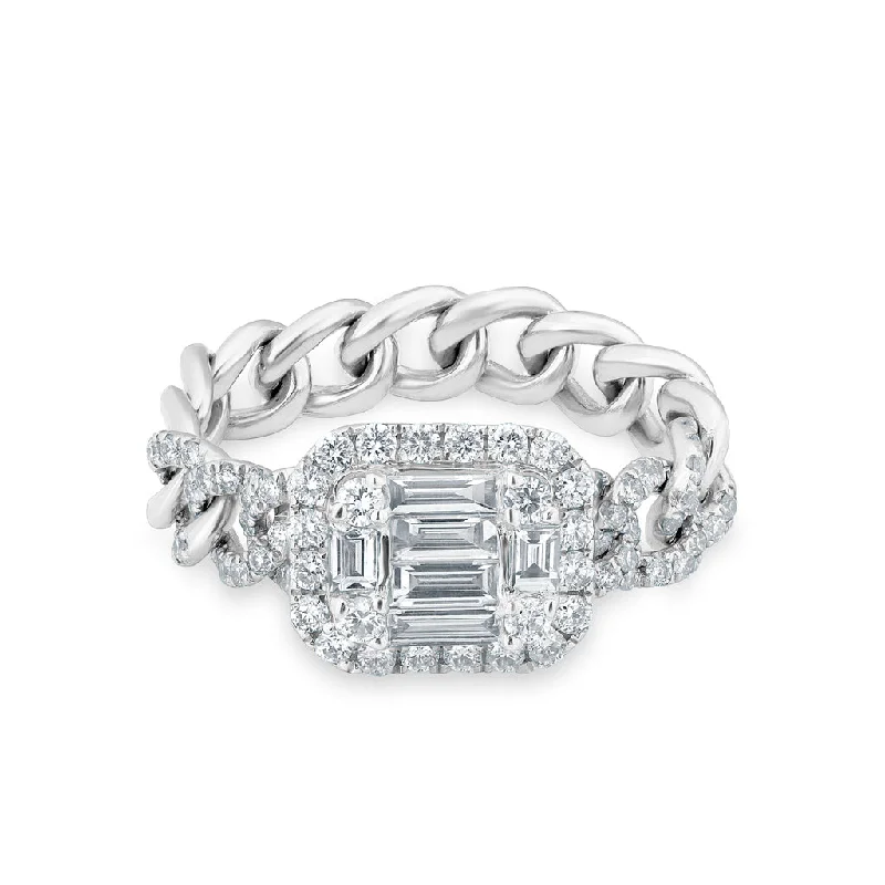 14KT White Gold Baguette Diamond Nikolina Ring