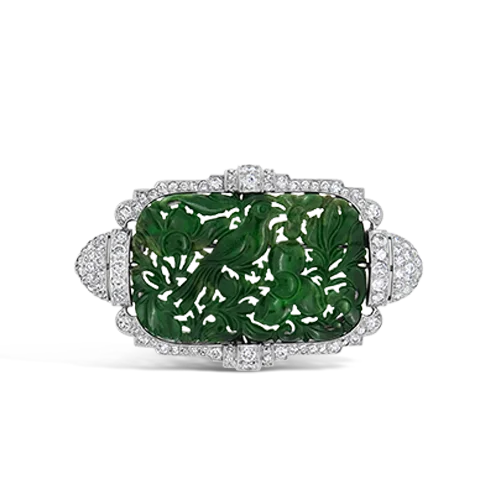 Antique Jade & Diamond Brooch