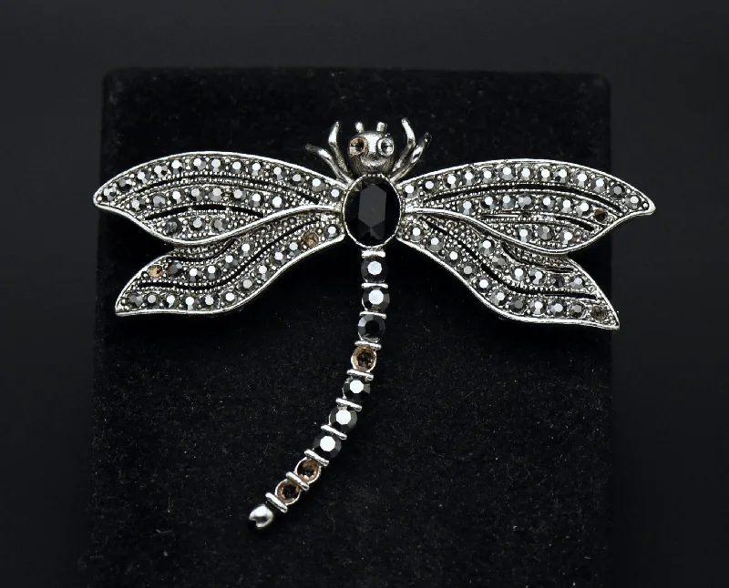 Vintage Dragonfly Silver Tone Metal Brooch