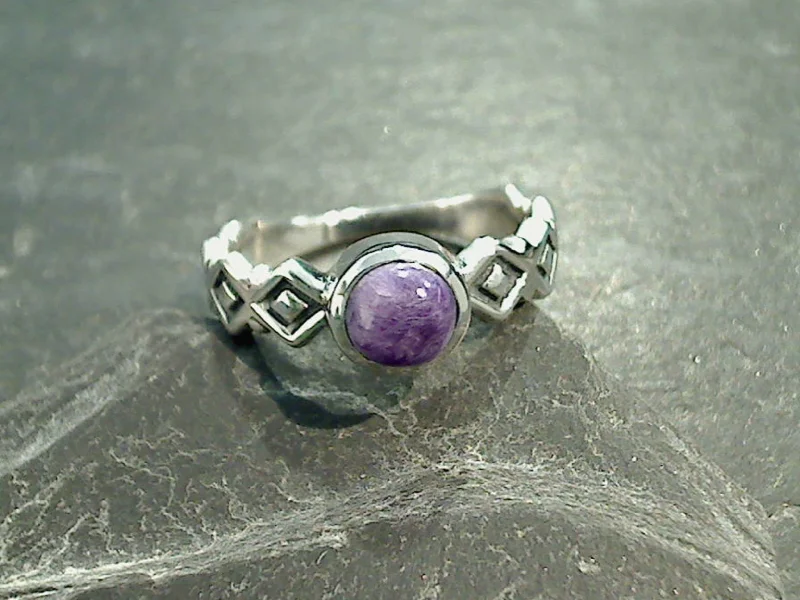 Size 7 Charoite, Sterling Silver Ring