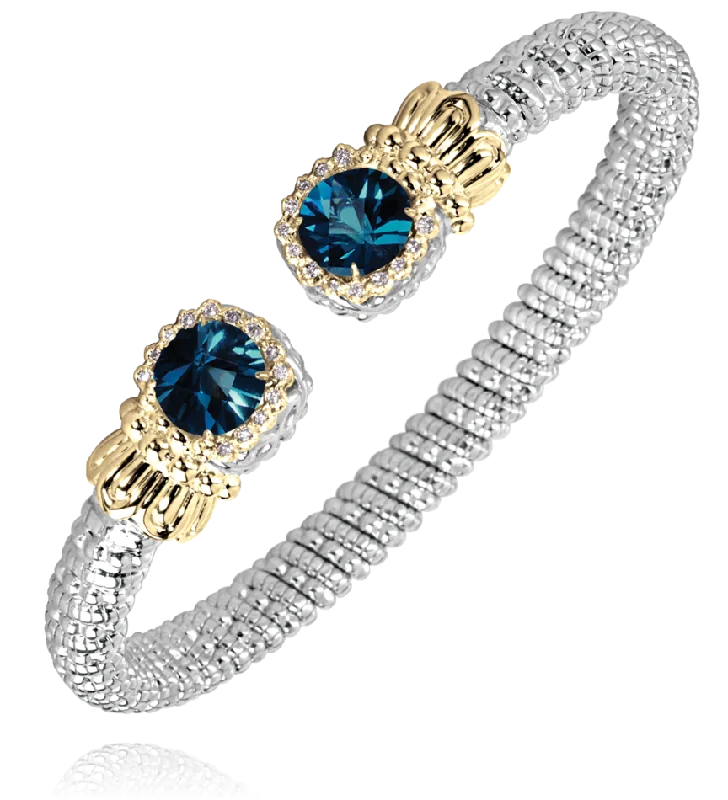 Vahan - 14K Gold & Sterling Silver, London Blue Topaz Bracelet