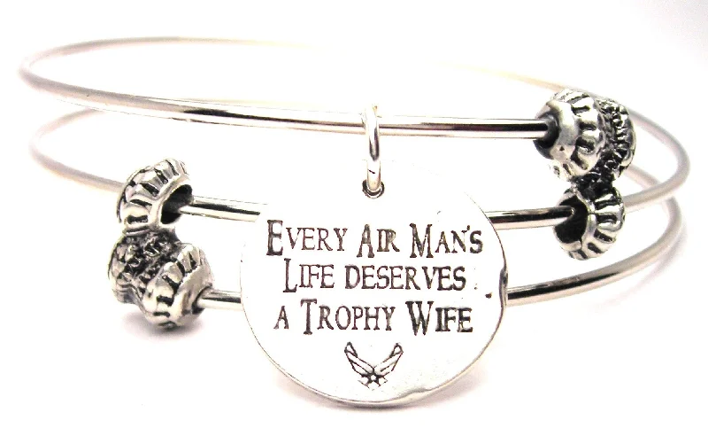 Every Air Mans Life Deserves A Trophy Wife Triple Style Expandable Bangle Bracelet