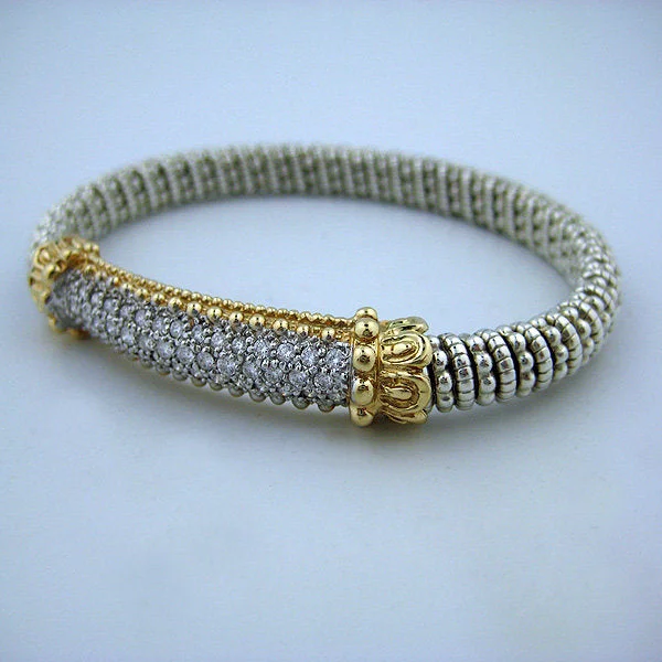 Yellow Gold and Sterling Silver Banded Bracelet with .75 Diamonds