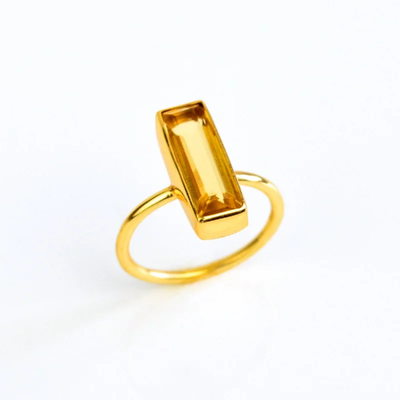 Citrine Bar Ring : November Birthstone