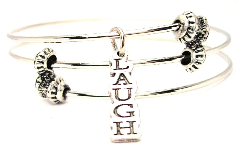 Laugh Going Down Triple Style Expandable Bangle Bracelet