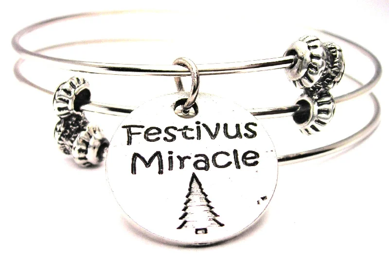 Festivus Miracle Triple Style Expandable Bangle Bracelet