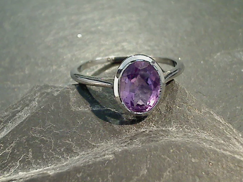 Size 6 Amethyst, Sterling Silver Ring