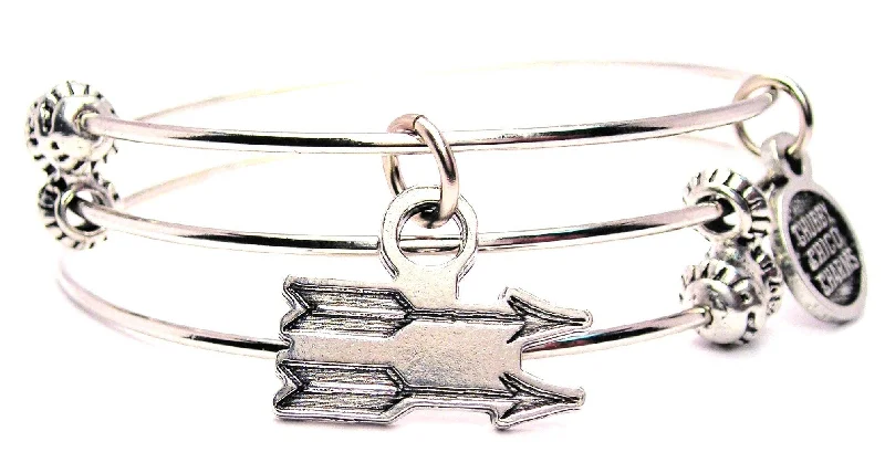 Double Arrows Triple Style Expandable Bangle Bracelet