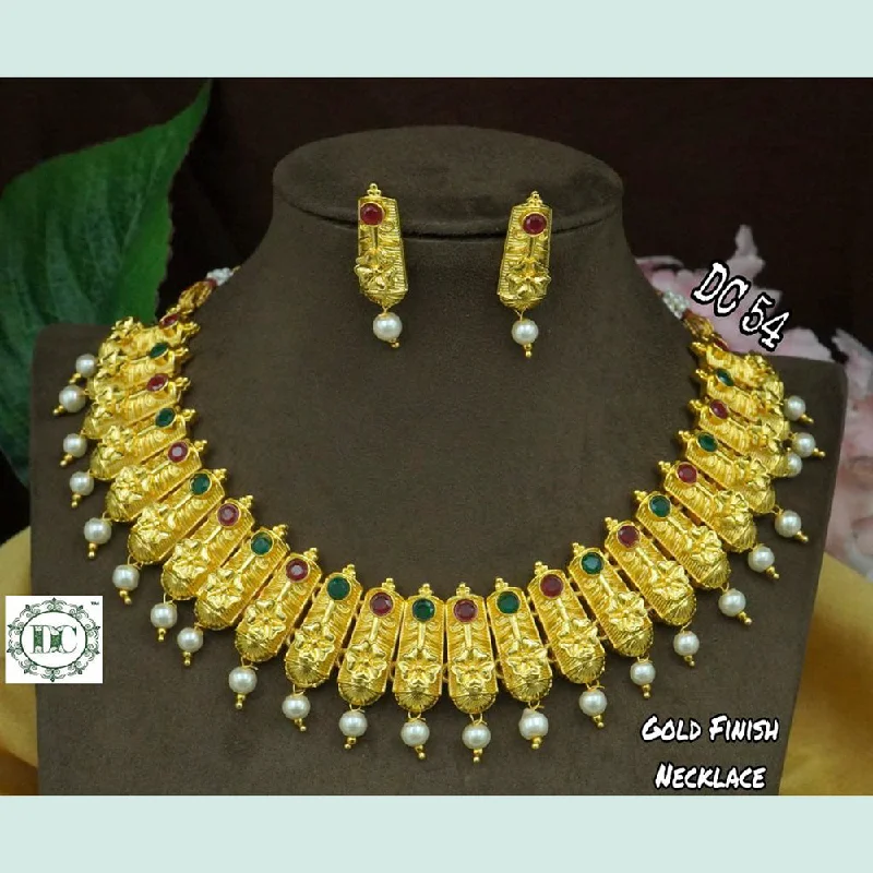 Diksha Collection Gold Plated Choker Necklace Set