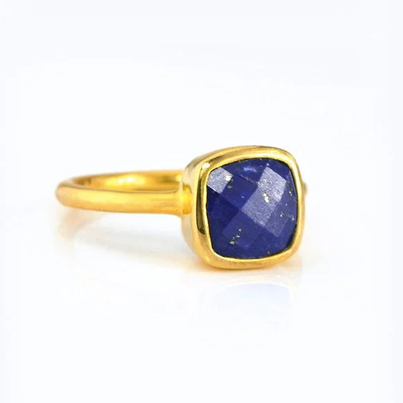 Lapis Lazuli Cushion Ring : September Birthstone