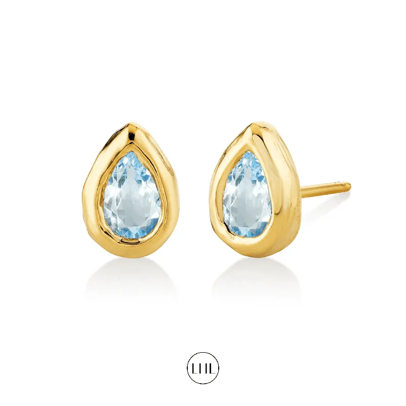 River Water Drop Aquamarine Stud