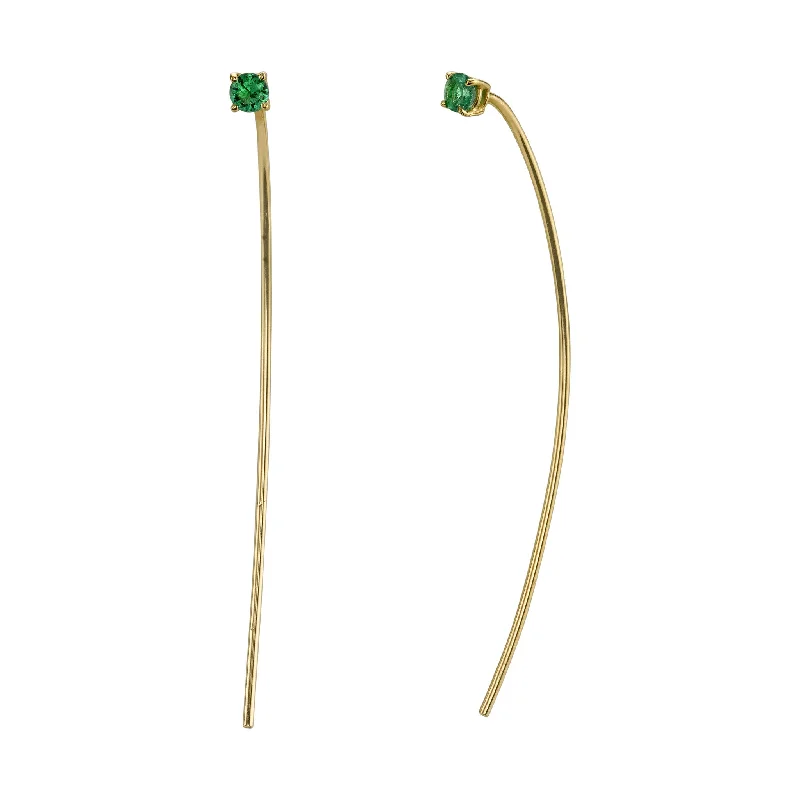 Emerald Crescent Pull Earrings