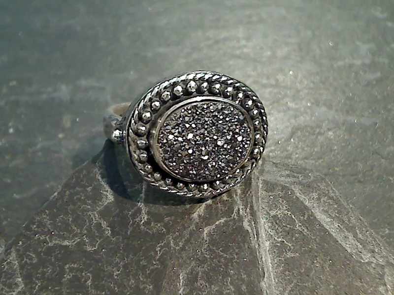 Size 7 Druzy Quartz, Sterling Silver Ring