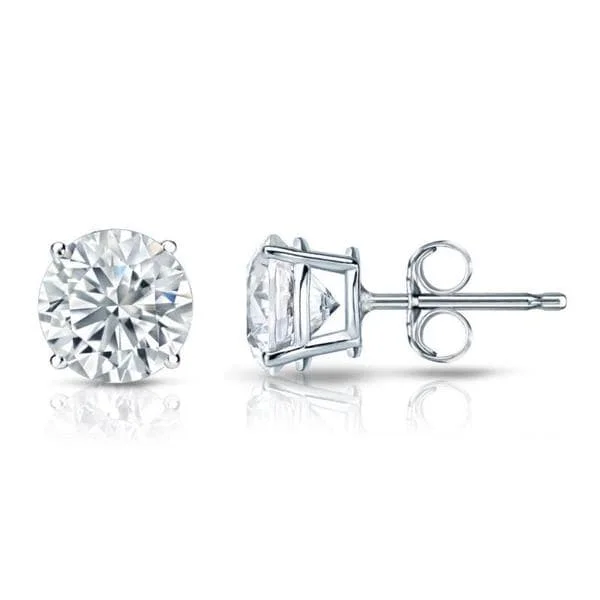 Auriya Platinum GIA Certified 3.50 carat TDW Round Diamond Stud Earrings