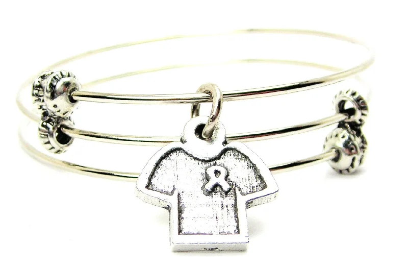 Awareness Ribbon T-Shirt Triple Style Expandable Bangle Bracelet