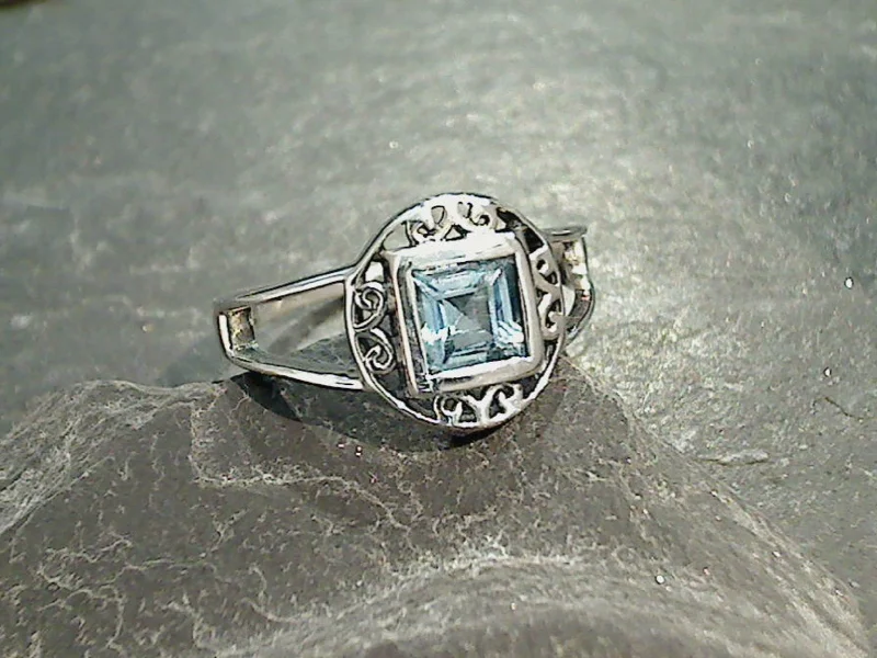 Size 7 Blue Topaz, Sterling Silver Ring