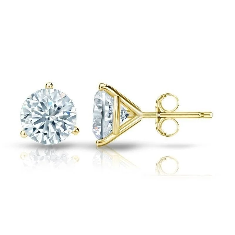 Auriya 1 1/4ctw 3 Prong Martini Set Round Diamond Stud Earrings 18kt Gold GIA Certified