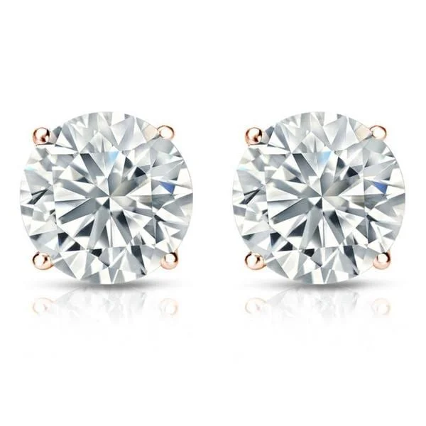 Auriya 14k Gold GIA Certified 4.00 carat TDW Round Diamond Stud Earrings