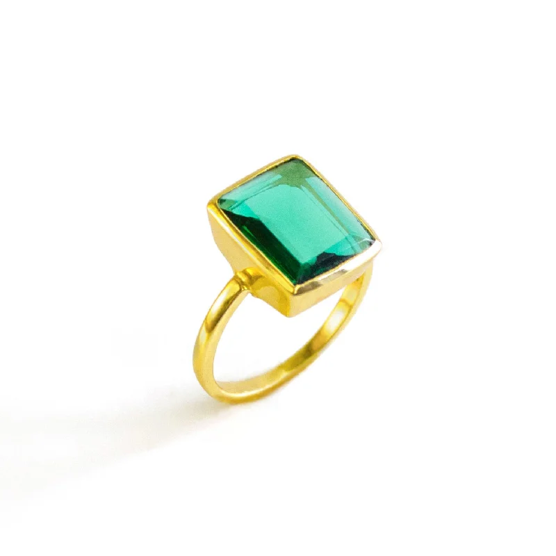 Green Tourmaline Rectangle ring