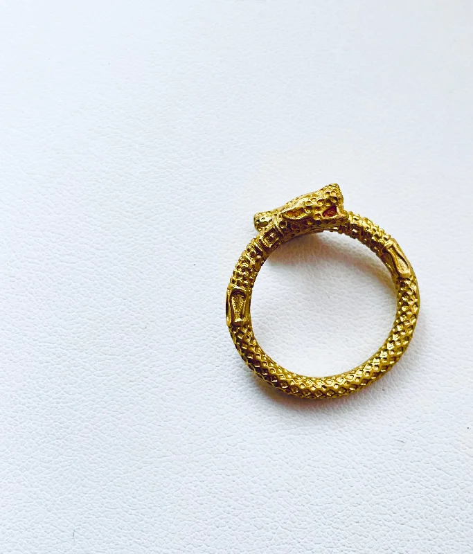 SALE Brass Double-Headed Jaguar Ring