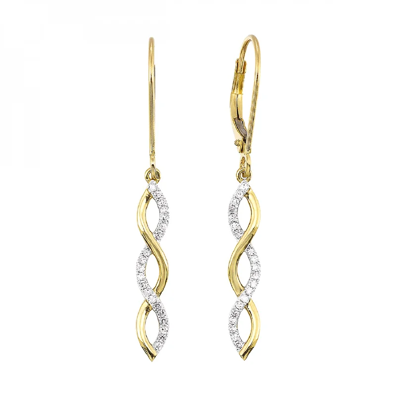 Infinity Twist Diamond Dangle Earrings in 14k Yellow Gold