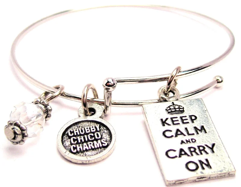 Keep Calm And Carry On Square Bangle Bracelet