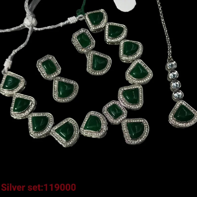 Padmawati Bangles Silver Plated Crystal Stone Necklace Set