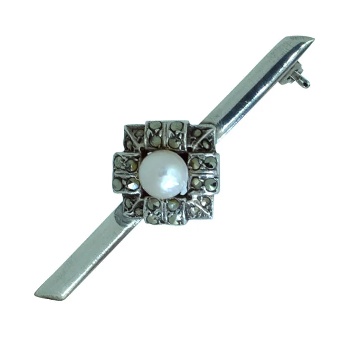 Marcasite & Pearl Brooch