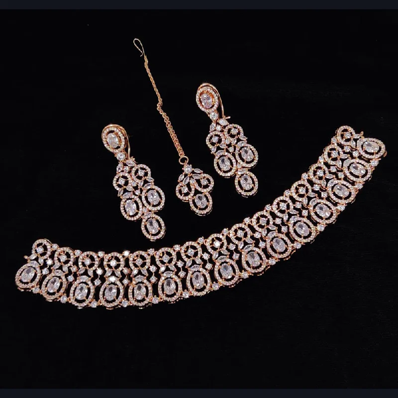 Manisha Jewellery Rose Gold Plated AD Necklace Set