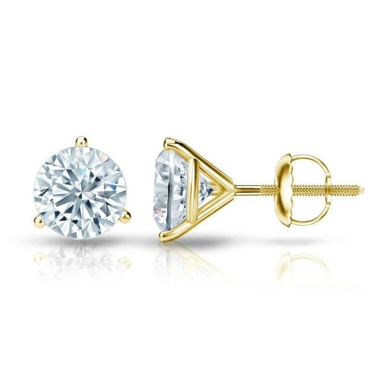 Auriya 1 3/4ctw 3 Prong Martini Set Round Diamond Stud Earrings 14K Gold Certified