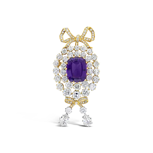 Amethyst & Diamond Estate Brooch