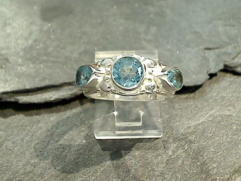 Size 7 Blue Topaz, Sterling Silver Ring