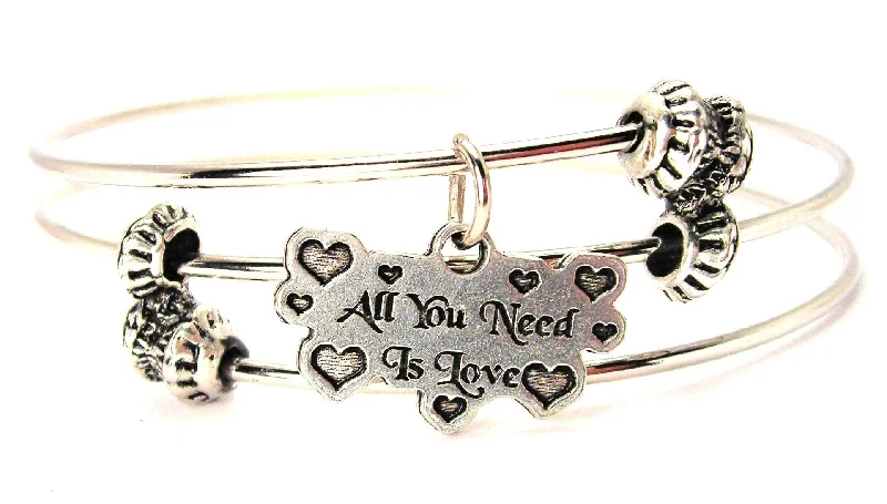 All You Need Is Love Triple Style Expandable Bangle Bracelet