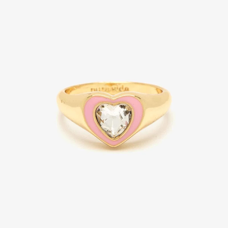 Stone & Enamel Heart Ring