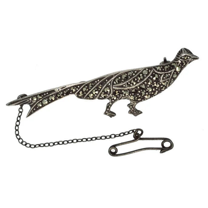 Marcasite Pheasant Brooch