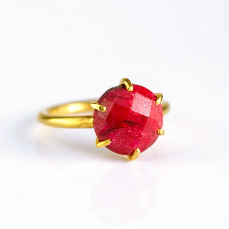 Ruby Round Prong Set Ring - July Birthstone