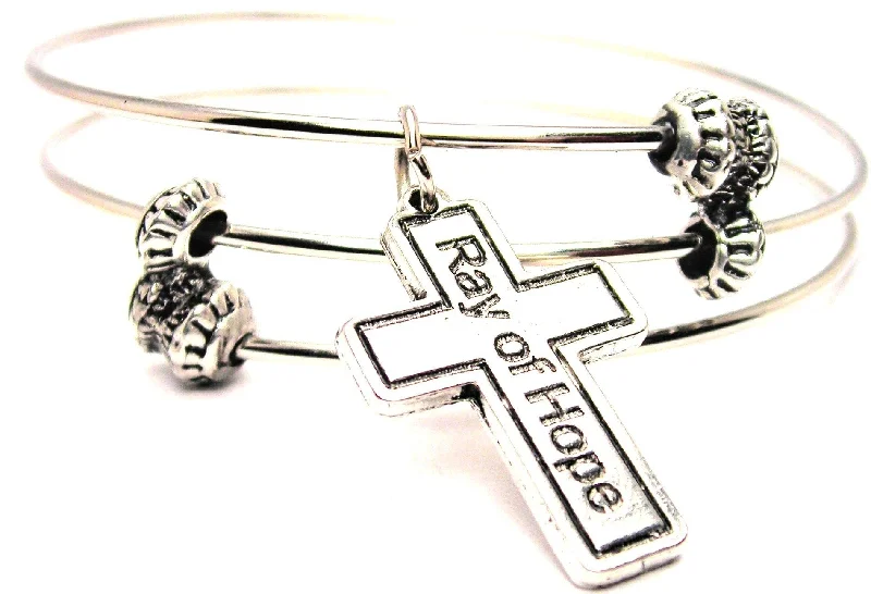 Cross Ray Of Hope Triple Style Expandable Bangle Bracelet