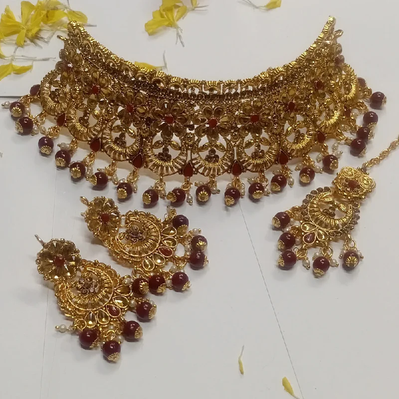 Kumavat Jewels Gold Plated Austrian Stone Necklace Set