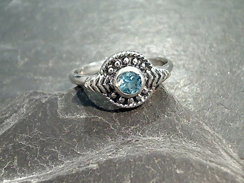 Size 6 Blue Topaz, Sterling Silver Ring