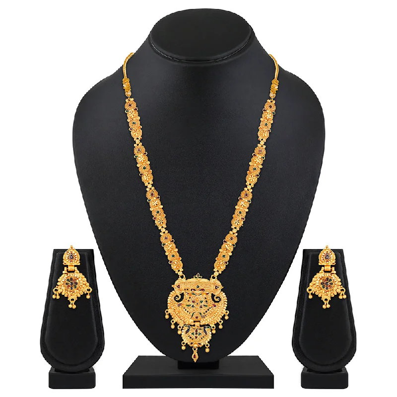 Mahi Gold Plated Traditional Wedding Necklace Set for Women (NL1108092G)