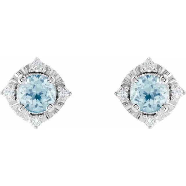 Sky Blue Topaz Earrings with Diamonds