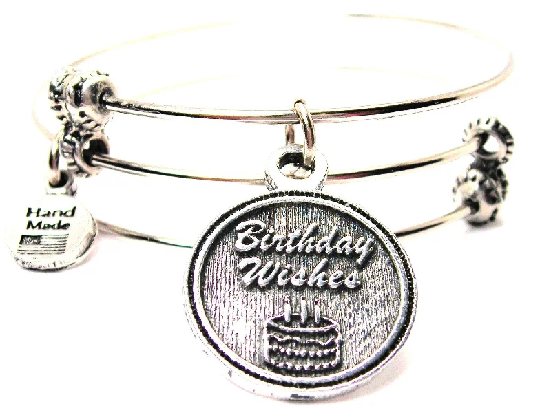 Birthday Wishes Triple Style Expandable Bangle Bracelet