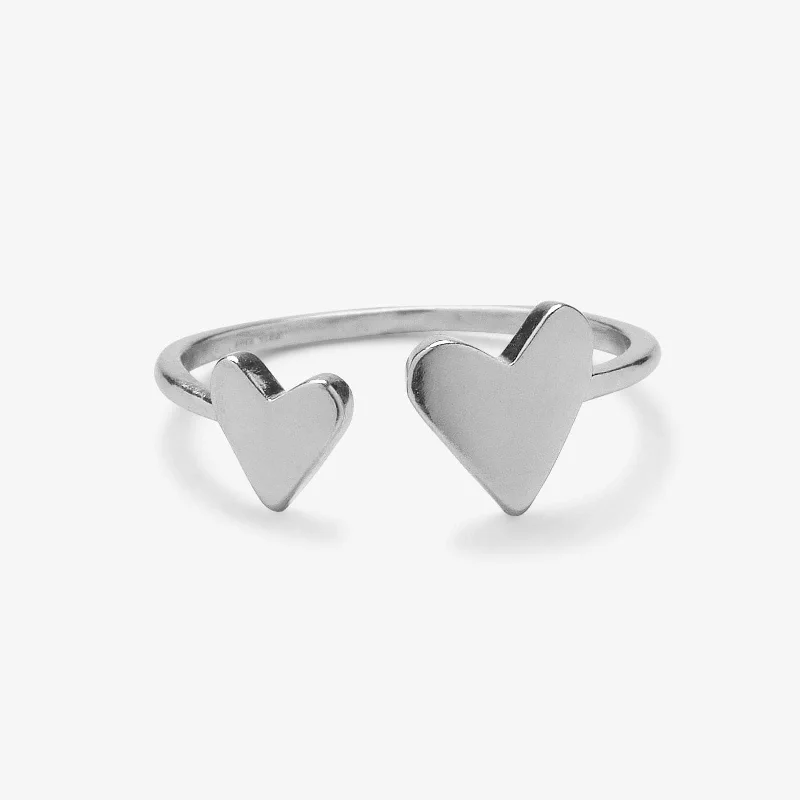 Two Hearts Open Ring