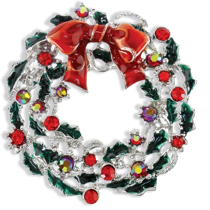 Holiday Brooch Pin Christmas Wreath