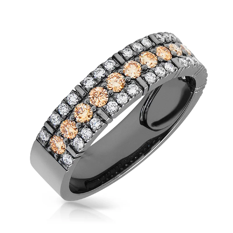 14KT Black Rhodium Champagne Diamond Adrian Band Ring