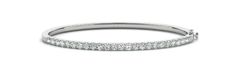 14K Diamond Bangle Prong Set Bracelet