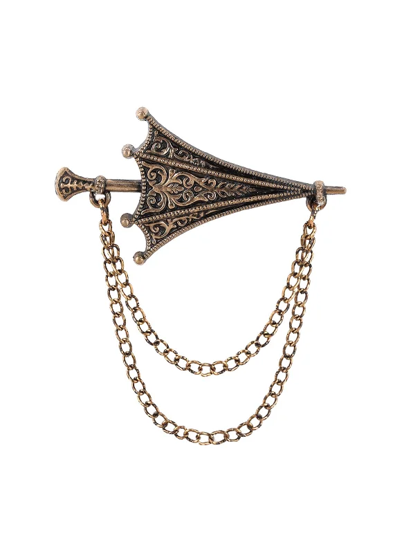 Vintage Antique Brass Umbrella Chain Brooch